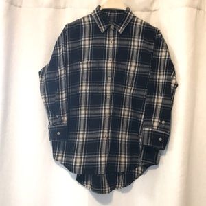 Madewell Flannel Button Front Shirt S Black & White